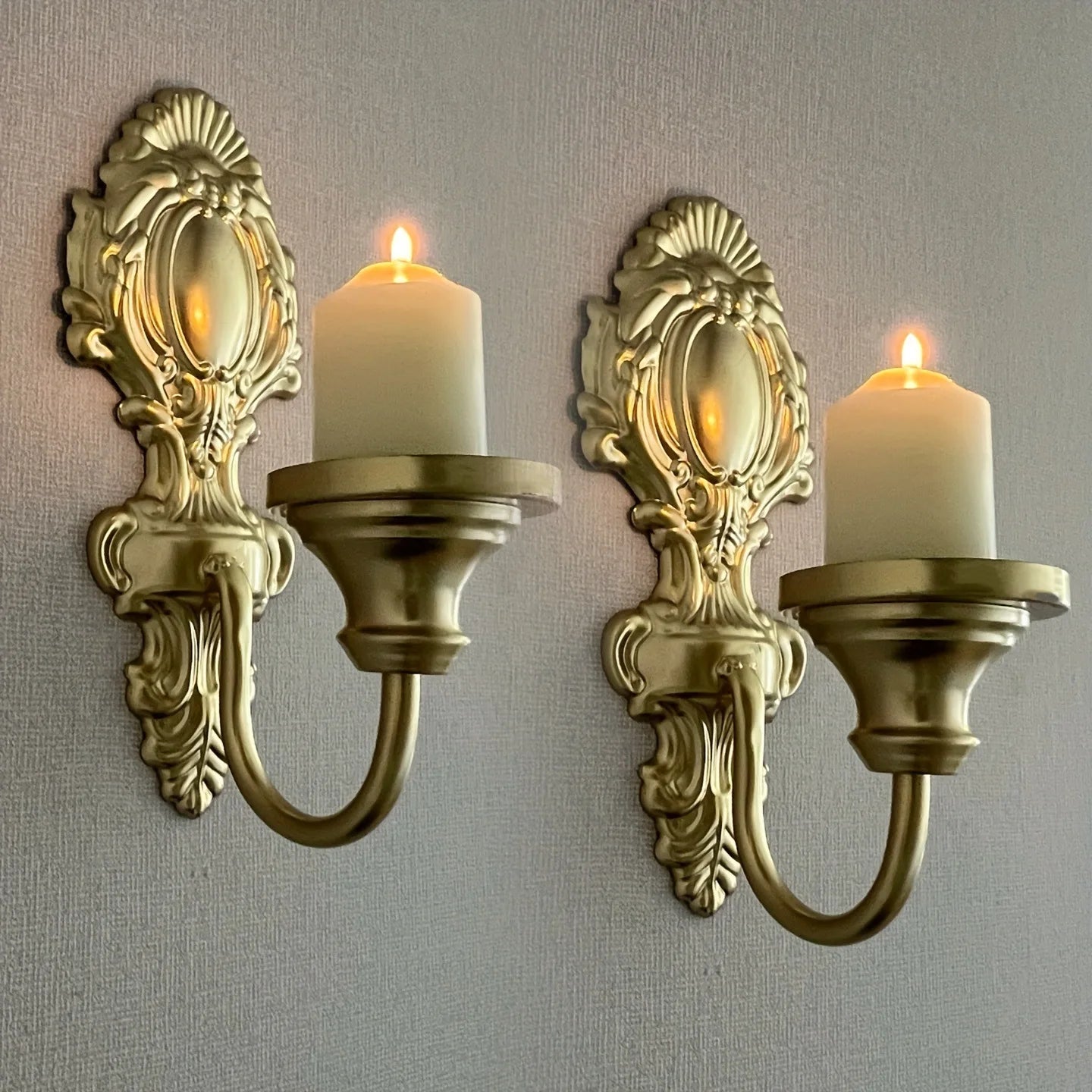 Applique murale baroque dorée avec bougie, décoration murale style classique