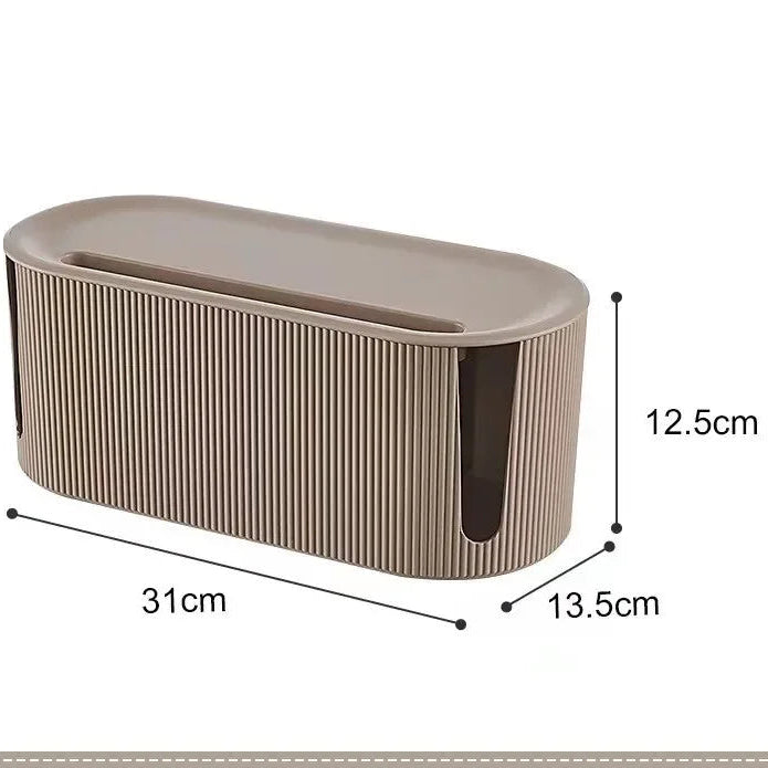 Boite de rangement multiprise beige avec grande capacité et couvercle amovible