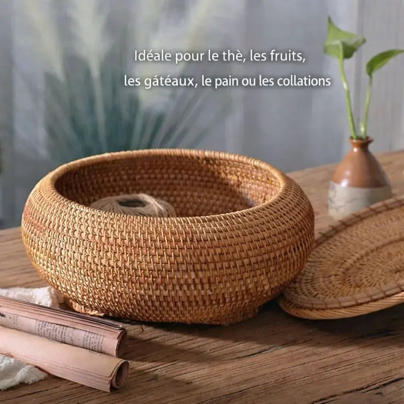 Boite de rangement en rotin tressé idéale pour thé fruits pain et collations