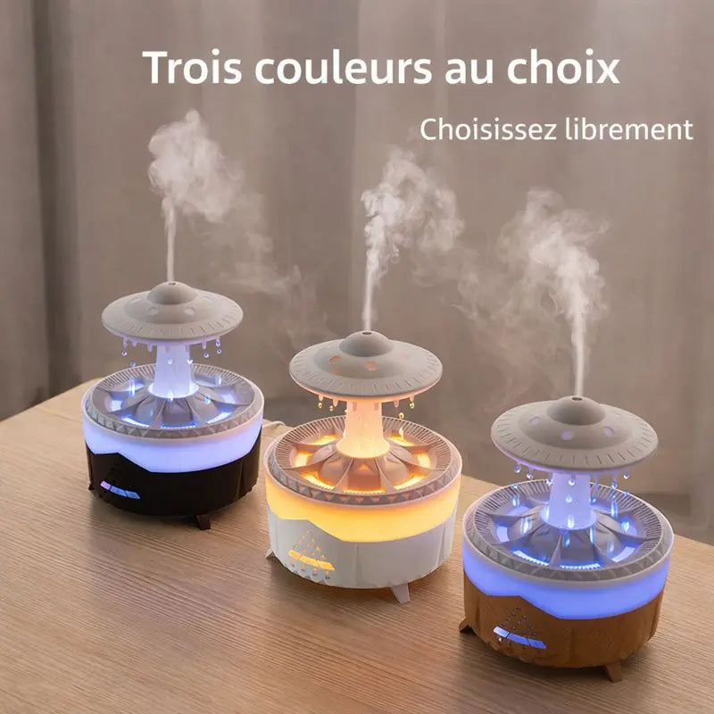 Diffuseur d’arômes effet pluie avec trois couleurs au choix pour une ambiance personnalisée