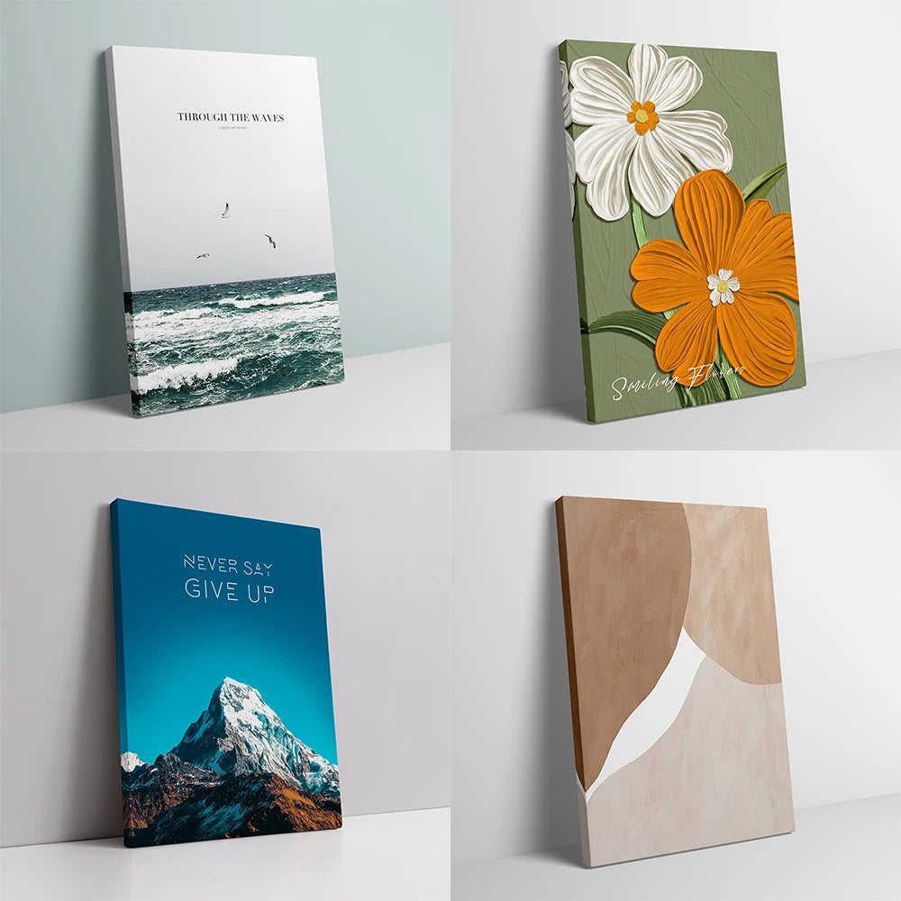 Exemples de toiles murales décoratives tendues sur cadre en bois