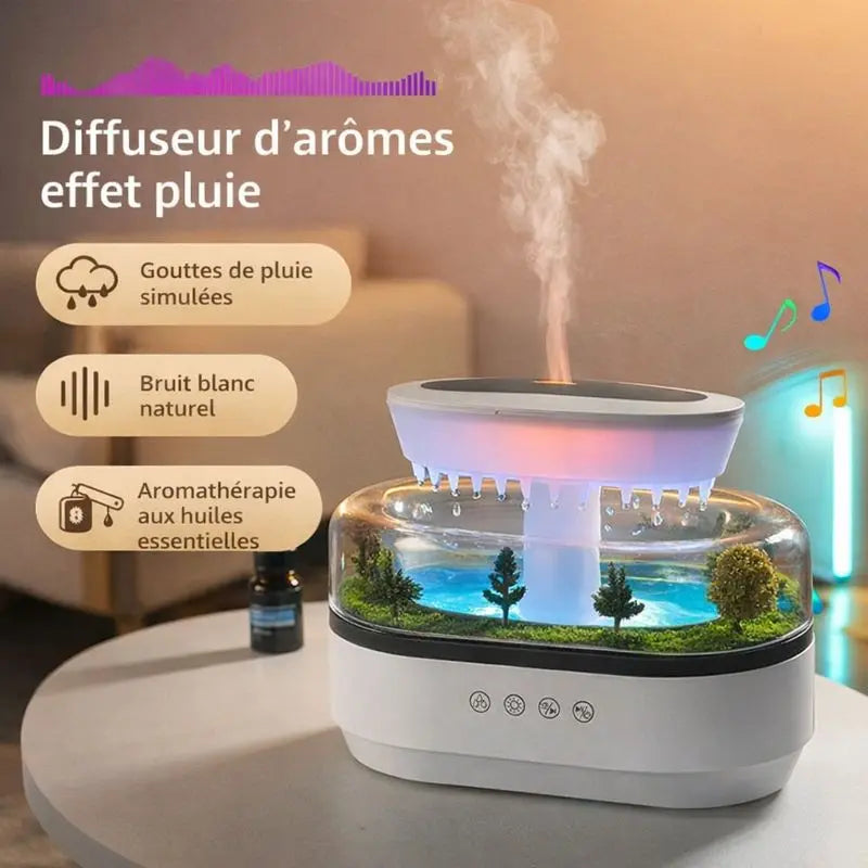 Diffuseur d’arômes effet pluie compatible aromathérapie aux huiles essentielles