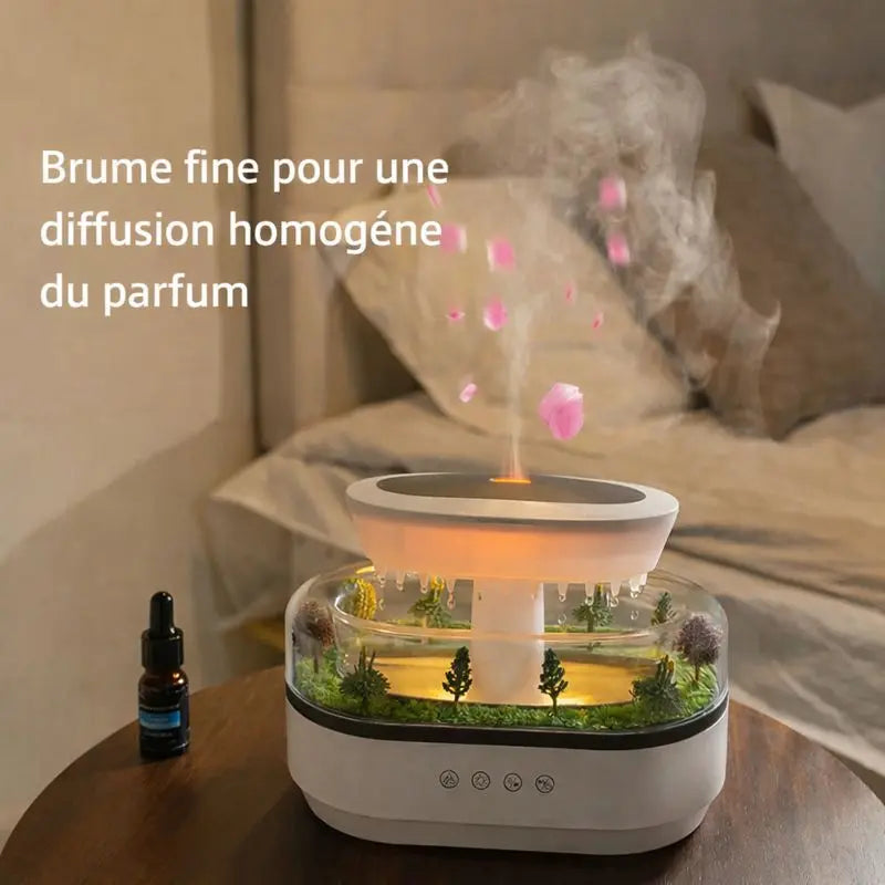 Diffuseur d’arômes effet pluie avec brume fine pour diffusion homogène du parfum