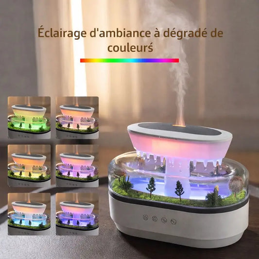 Diffuseur d’arômes effet pluie avec éclairage d’ambiance multicolore