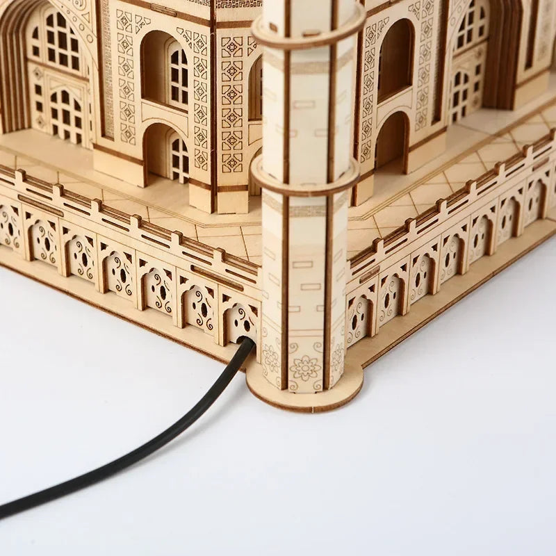 détail structure maquette palais chinois miniature avec éclairage intérieur led