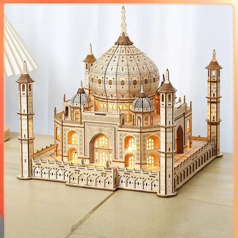 maquette palais chinois miniature en bois utilisée comme décoration lumineuse