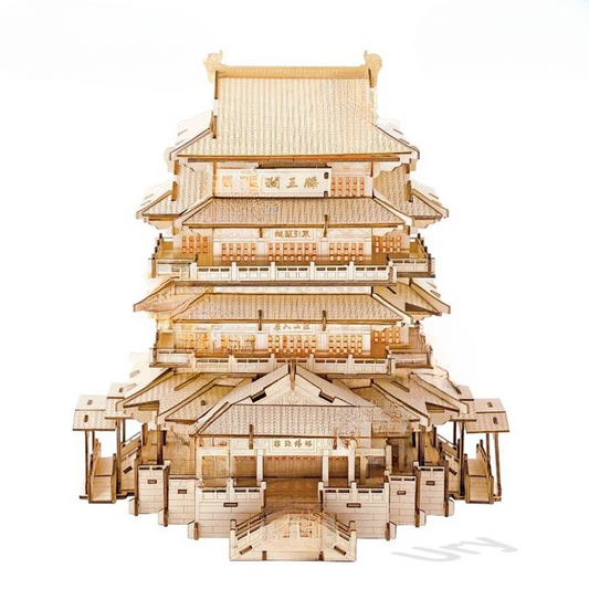 maquette temple japonais miniature en bois vue frontale architecture traditionnelle