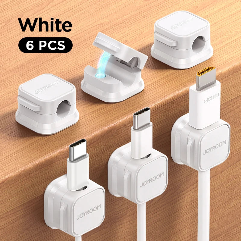 organisateur de câbles magnétique blanc avec fixation adhésive pour bureau