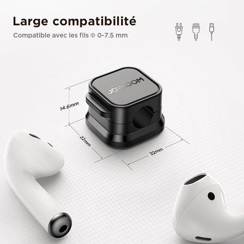 clip organiseur de câble magnétique compatible avec fils jusqu’à 7,5 mm pour bureau et accessoires électroniques