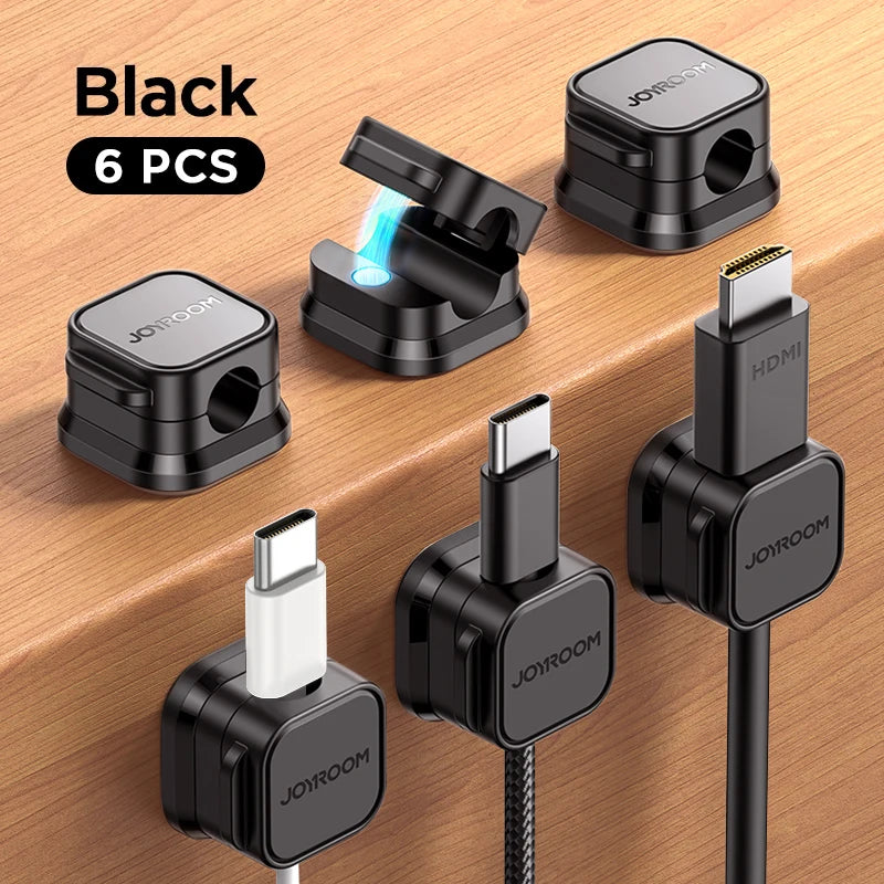 organisateur de câbles magnétique noir avec clips adhésifs pour gestion des câbles de bureau lot de 6 pièces