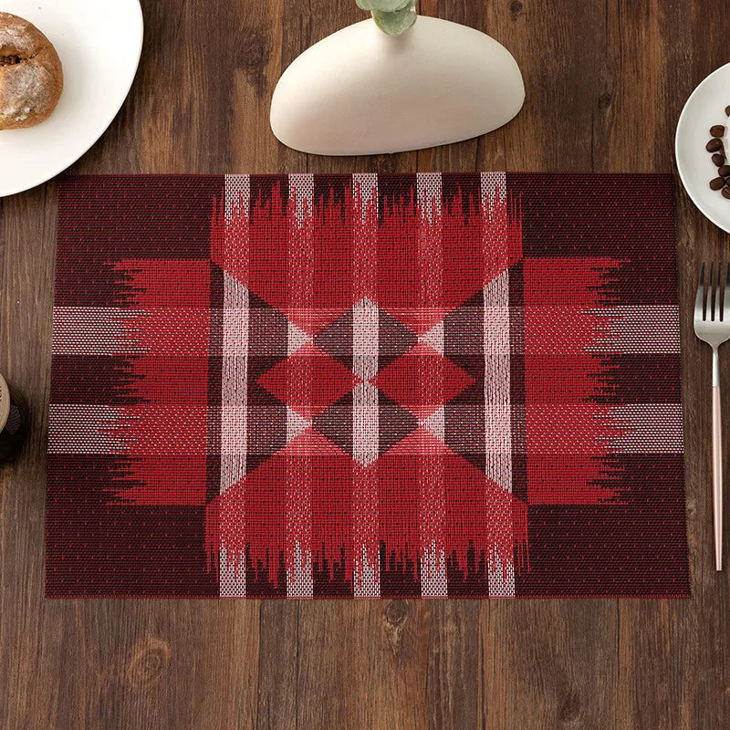 Tapis de table rouge à motif géométrique moderne pour décoration de table intérieure